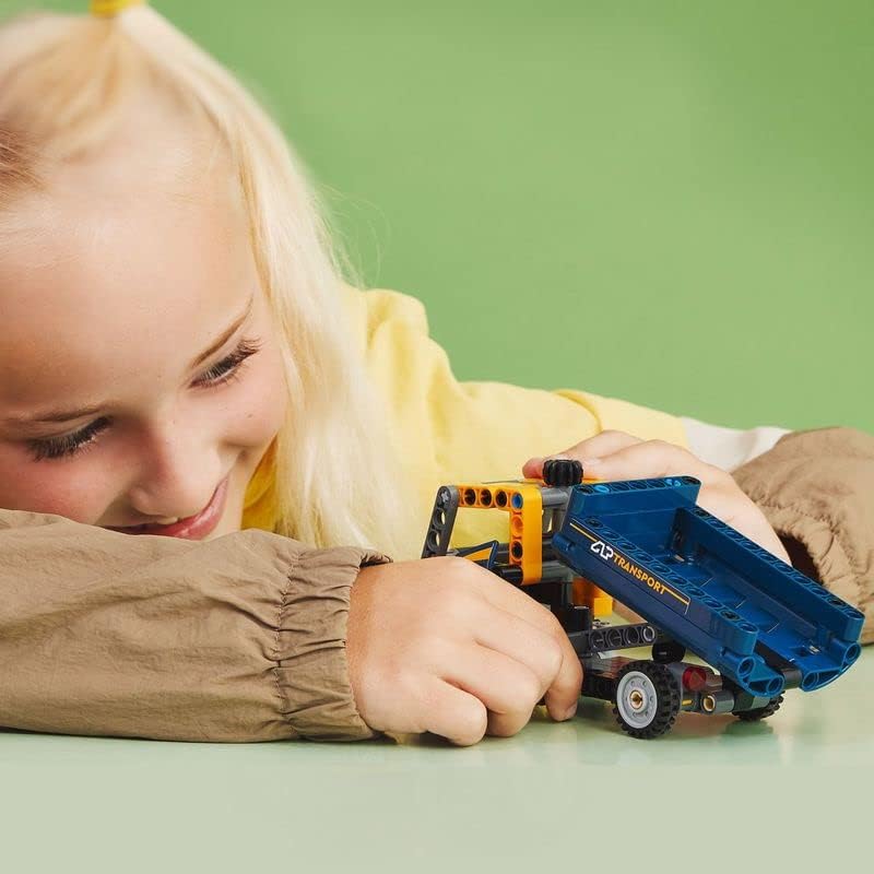 LEGO 42147 Technic Kipplaster Spielzeug, 2in1-Set mit Konstruktions-Modell und Bagger-Spielzeug, tec
