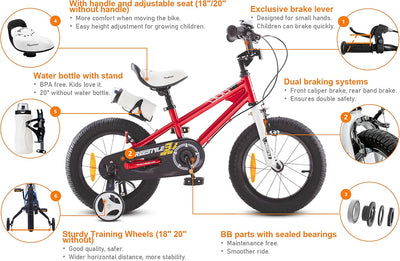 RoyalBaby Freestyle Kinderfahrrad Jungen Mädchen Fahrrad 12 16 16 18 20 Zoll ab 3-12 Jahre BMX Stil