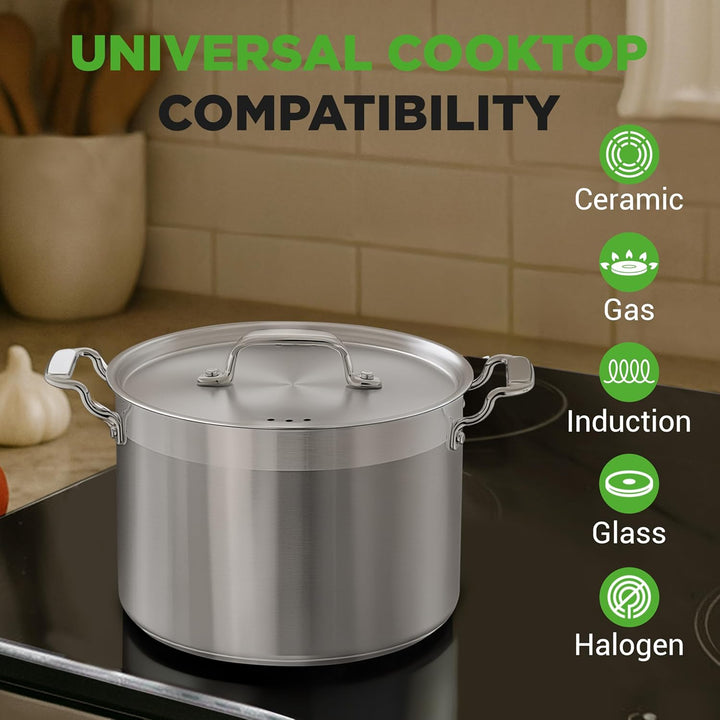 NutriChef 8 Liter Edelstahl-Topf - 18/8 Lebensmittelqualität Schwerer Grosser Suppentopf für Eintöpf