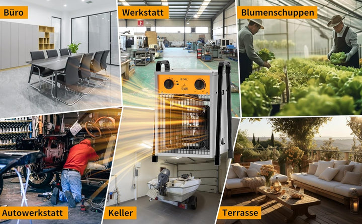 SIAL 5kw Industrielle Lüfterheizung,Effiziente Schrägheizung,Geeignet Für Werkstatt,Garage Oder Büro