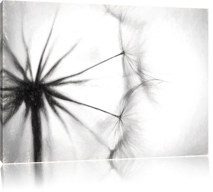 Pusteblumen Kohle Effekt, Format: 100x70 auf Leinwand, XXL riesige Bilder fertig gerahmt mit Keilrah
