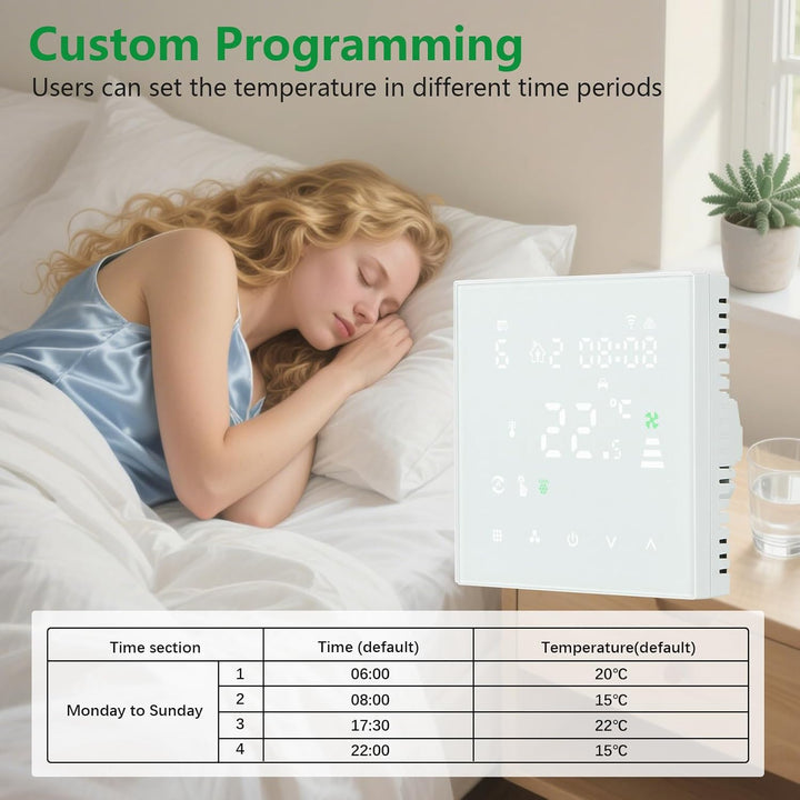 Wengart Lüfterspule Thermostat WG607AC, 4 Rohre, programmierbar, LCD-Display, 3 Lüftergeschwindigkei