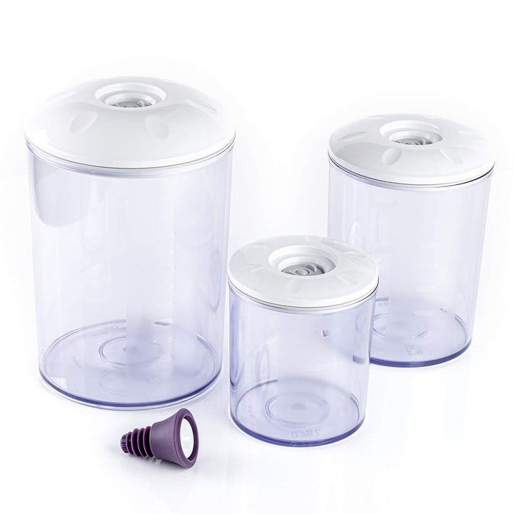ROMMELSBACHER Vakuumierbehälter Set VCK 525 - rund 0,75 l, 1,5 l und 3 l, für Speisekammer, Kühl-und
