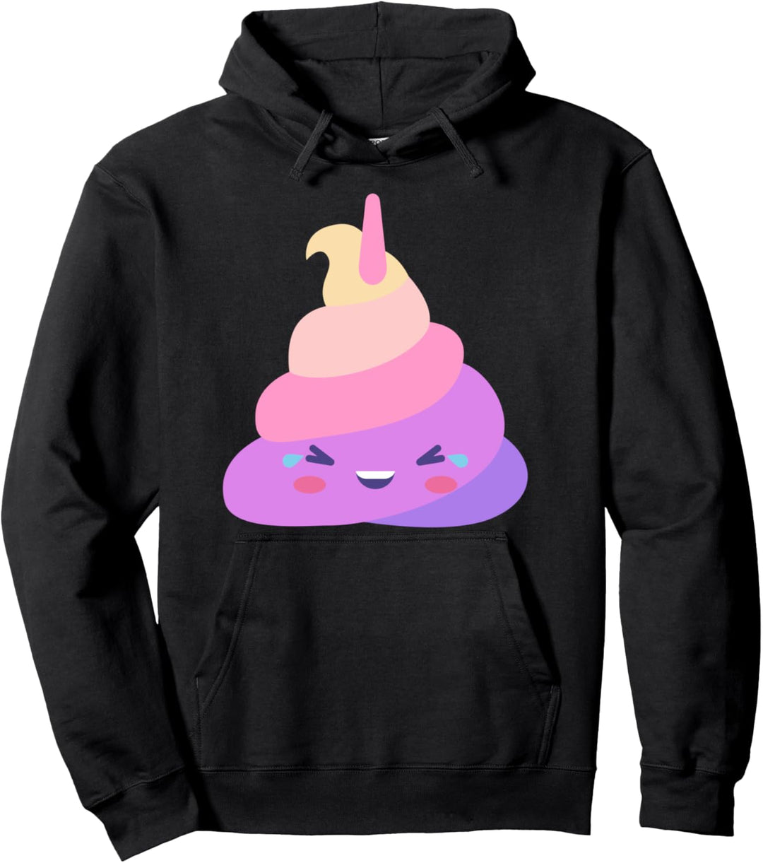 Happy Unicorn Poop Face Smiling LOL Laughing Crying Rainbow Pullover Hoodie