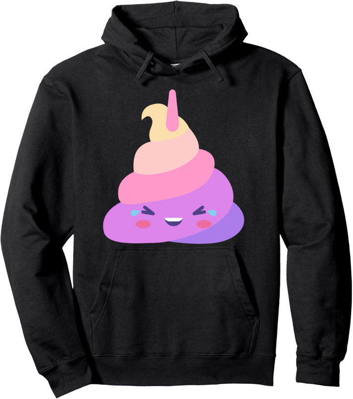 Happy Unicorn Poop Face Smiling LOL Laughing Crying Rainbow Pullover Hoodie