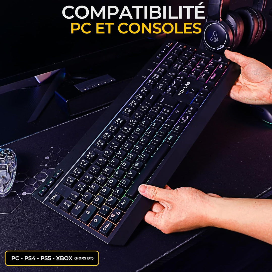 The G-Lab - Combo Tungsten EX – kabellose Tastatur – Dreifache Verbindung 2,4 GHz/BT/kabelgebunden –