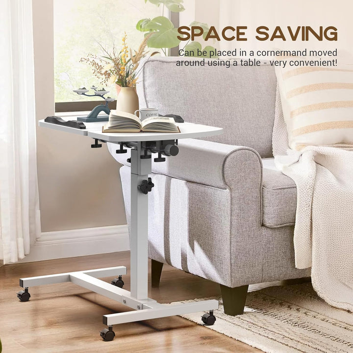 Soontrans Betttisch auf Rollen, 60×40cm, Laptoptisch Höhenverstellbar, Beistelltisch Bett mit Mehrer