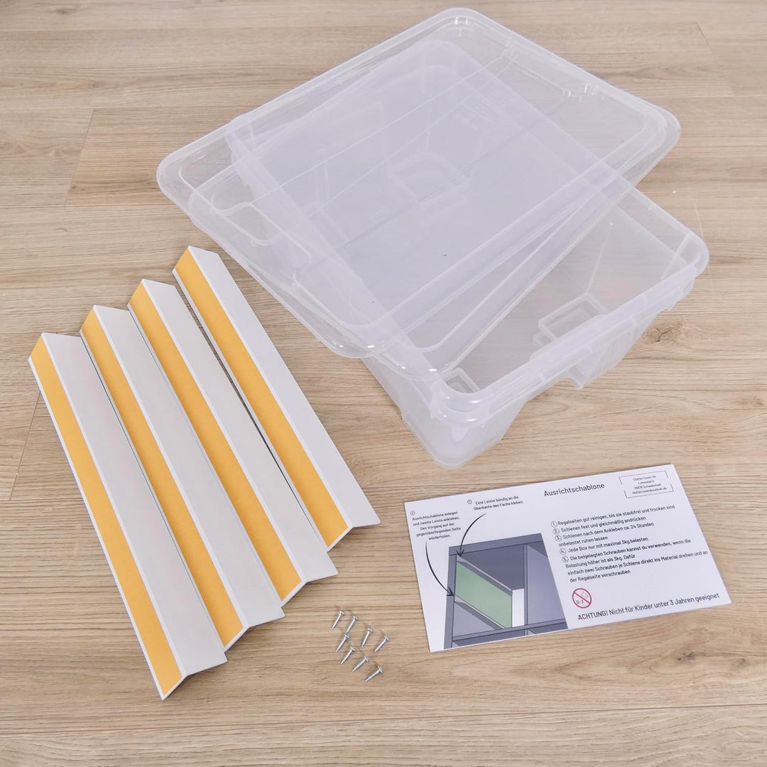 Kallax Facheinsatz für Samla Boxen, Halte-Schienen für transparente Aufbewahrungsboxen, Spielzeug-Ki