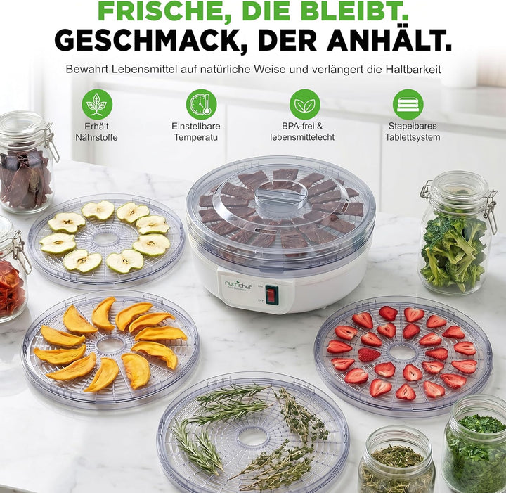Nutrichef Dörrautomat 5 Einschübe | Dörrgerät für Fleisch, Beef Jerky, Obst, Gemüse & Hundeleckerlis