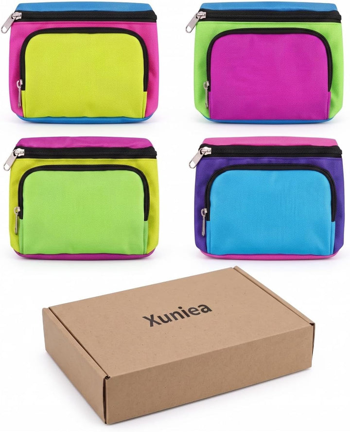 4 Stück Retro 80er Gürteltasche 2 Taschen Neon Kleine Hüfttaschen Joggen Kostüm