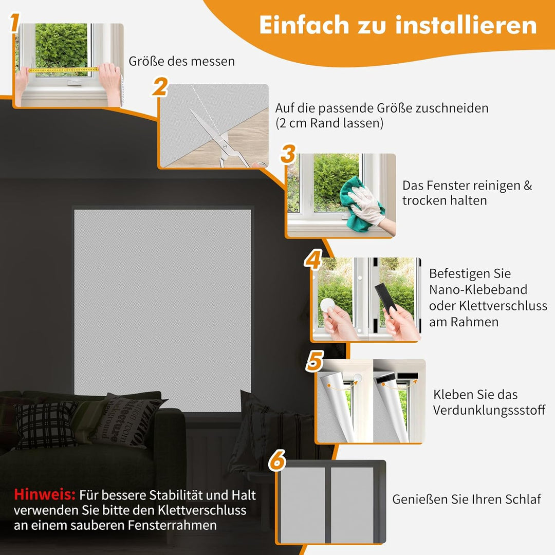 Teamkio Fenster Verdunklungsstoff, 3Mx1.45M Dachfenster Verdunkelung Sonnenschutz für Fenster und Ve