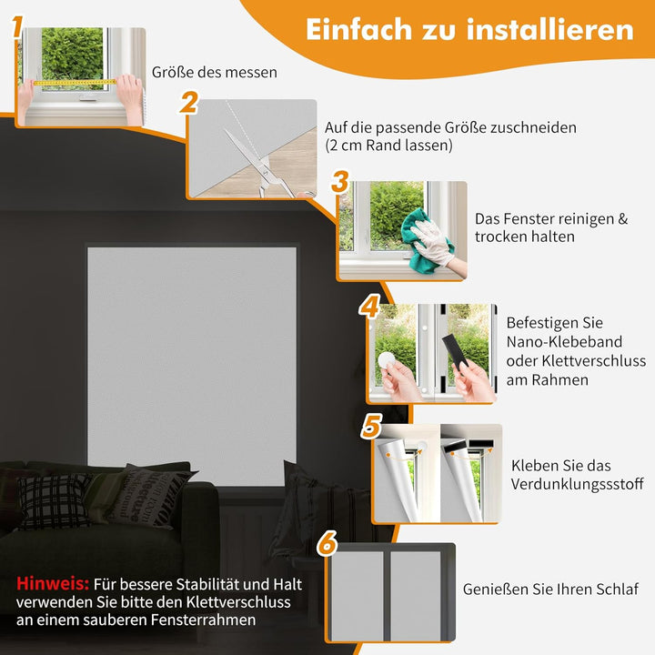 Teamkio Fenster Verdunklungsstoff, 3Mx1.45M Dachfenster Verdunkelung Sonnenschutz für Fenster und Ve
