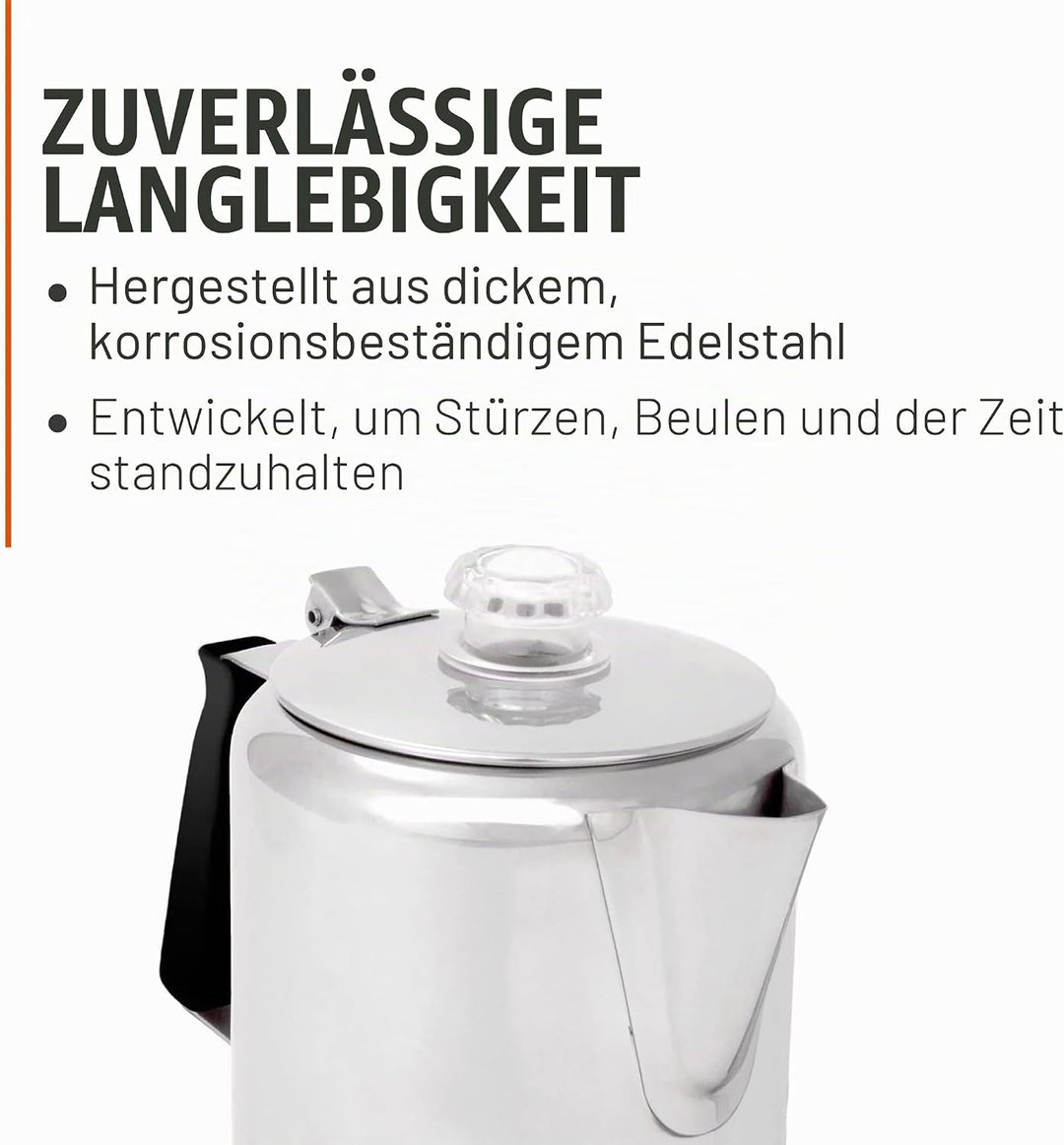 GSI Outdoors Glacier Kaffeekanne aus Edelstahl mit Silikongriff 9 Cup, 9 Cup
