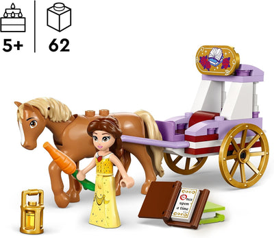 LEGO Disney Princess Belles Pferdekutsche, Prinzessinnen-Set mit Pferde-Spielzeug und Puppe, Kutsche