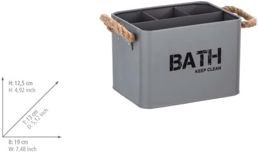 WENKO Badbox Gara mit 4 Fächern Grau - Aufbewahrungsbox, Badkorb, Stahl, 19 x 12.5 x 13 cm, Grau, Gr