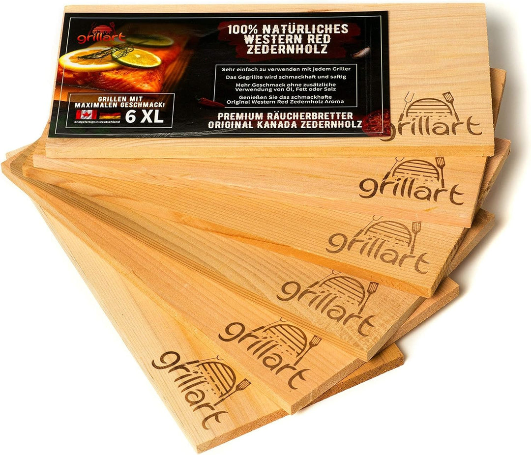 6 Pack XL Grillbretter - Zedernholzbrett zum Grillen - Räucherbretter aus Zedernholz von grillart® h