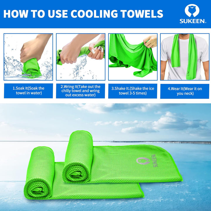 Sukeen Kühltuch Set, kühlendes Handtuch Kühltücher Hals, Handtuch kühlend, Cooling Towel, Kühltücher
