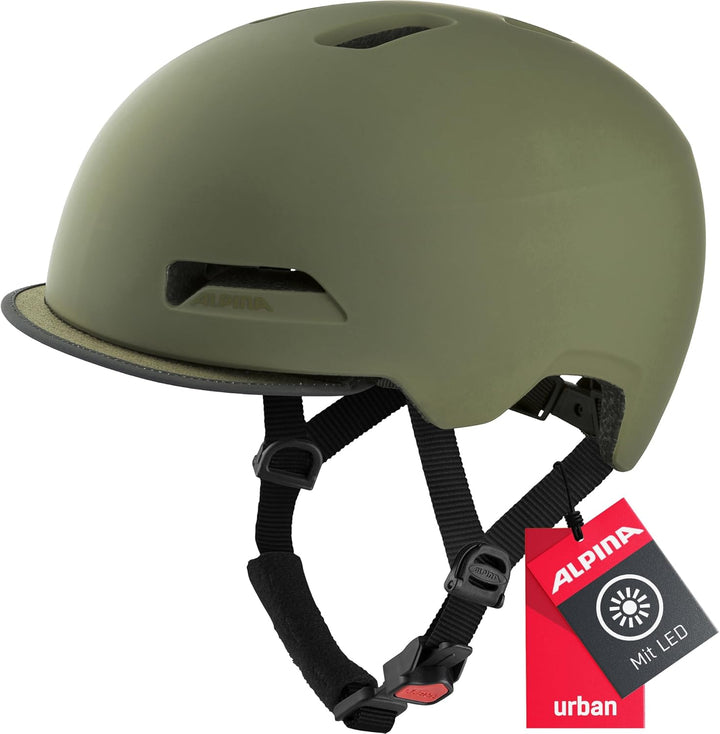 ALPINA BROOKLYN - Beleuchteter, Robuster und Komfortabler Urban Fahrradhelm Mit LED-Licht Für Erwach