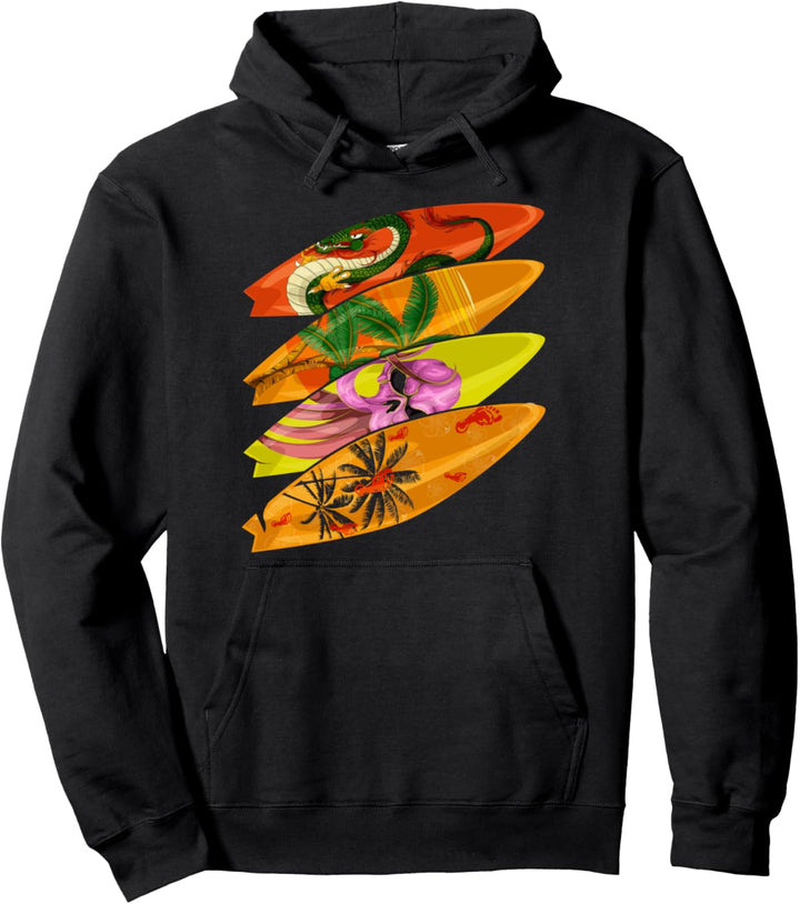 Hobby Surfer Tropischer Sommerurlaub Surfbretter Surfing Pullover Hoodie