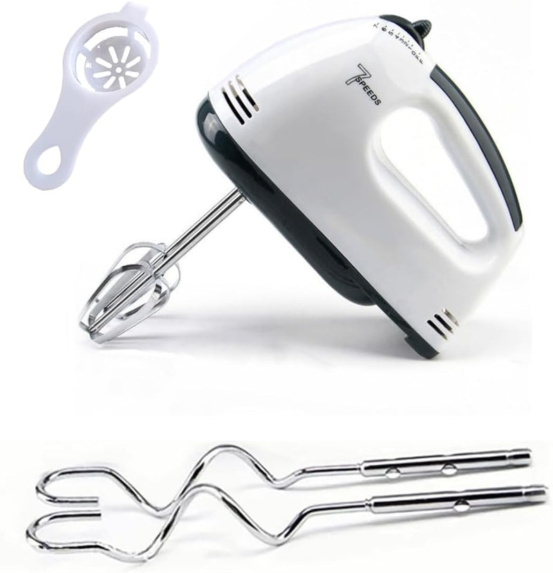 Handmixer - Handrührgerät 7 Geschwindigkeiten, Handrührer 300 W, Schneebesen & Knethaken aus Edelsta