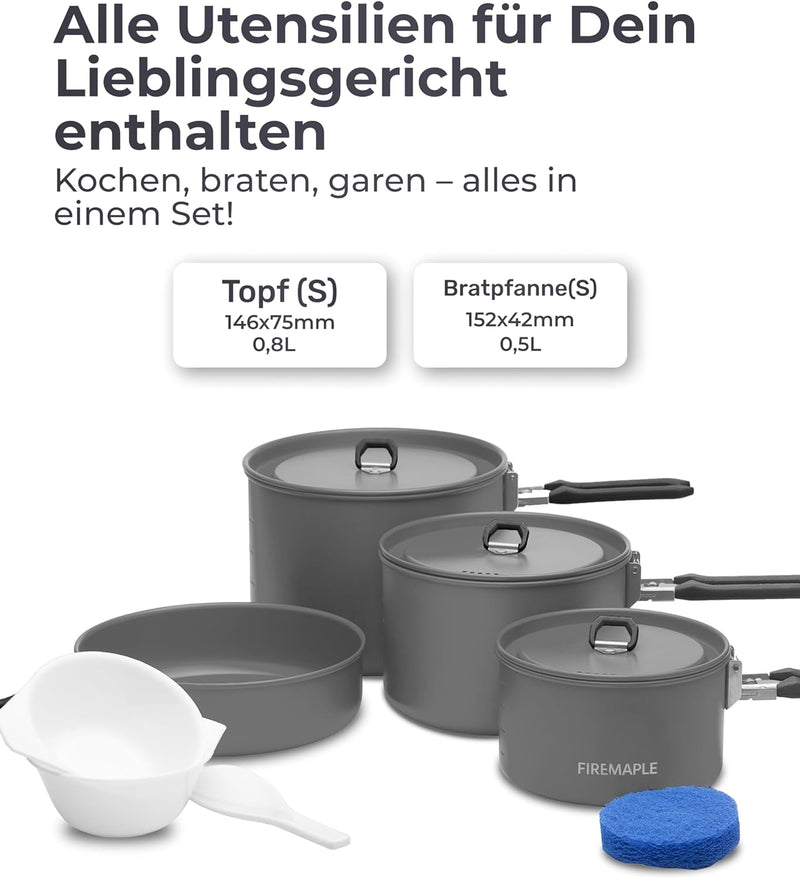 Fire-Maple Feast Camping Geschirr Set aus Edelstahl und eloxiertem Aluminium Feast FEAST 1 Black, FE