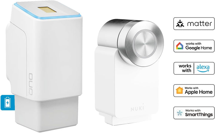 EKEY UNO 200302 Fingerprint mit Akku inkl. Nuki Smart Lock Pro (4. Generation) weiss Akkubetriebenes