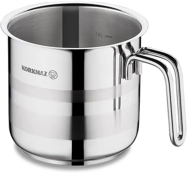 Korkmaz Astra Edelstahl-Milchtopf, 14 cm Grösse, 2 Liter Fassungsvermögen