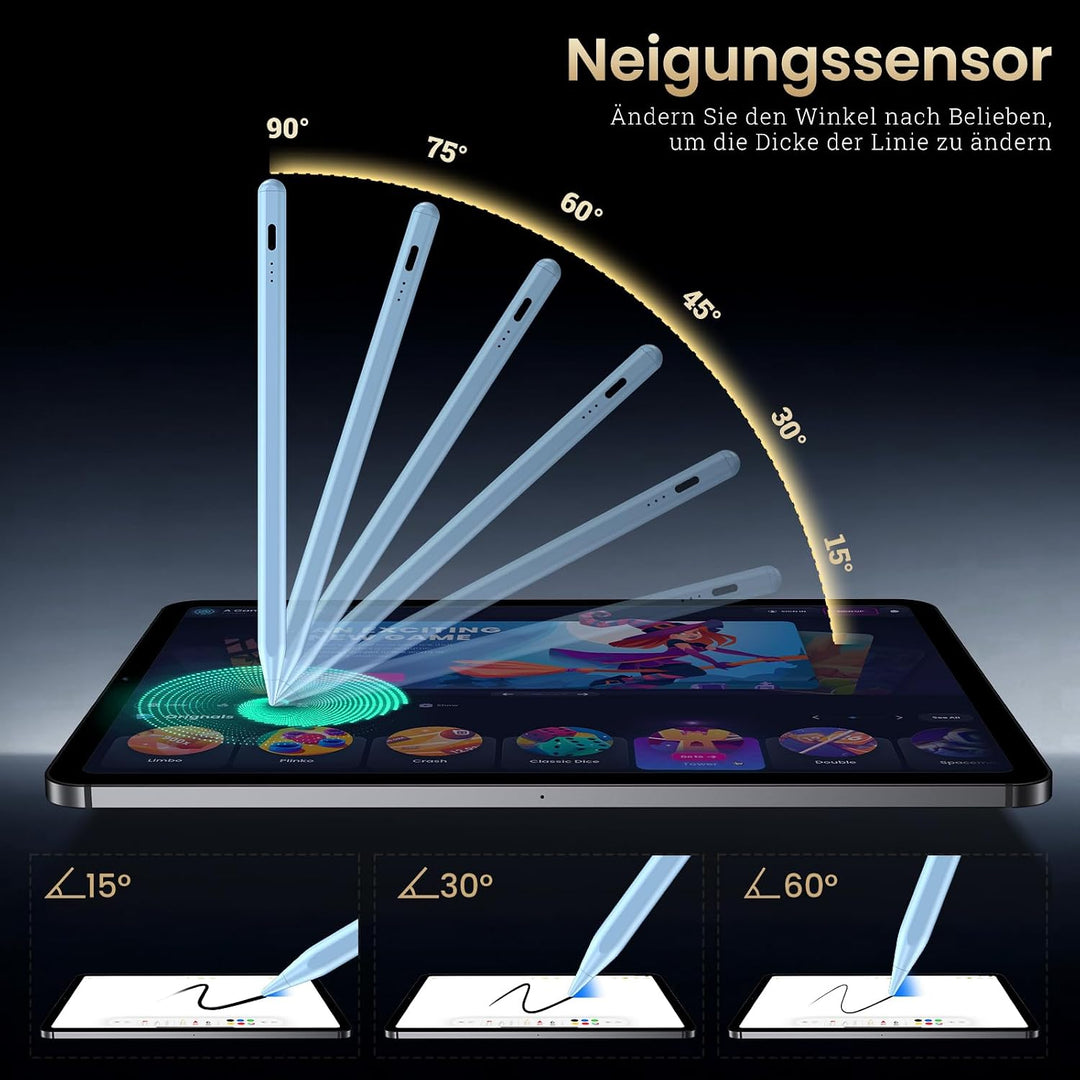 BAZO Stift für iPad Apple - 2018-2024 Pencil 2.Generation Schnellladeleistung Palm Rejection Neigung