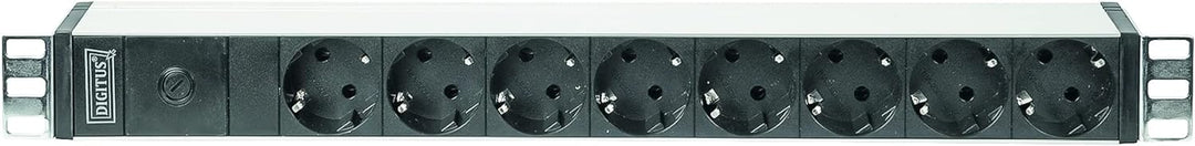 DIGITUS 19" Steckdosenleiste - 8 Abgriffe - 1HE - 250VAC - 50/60Hz - 10A - 4000W - Vorsicherung für