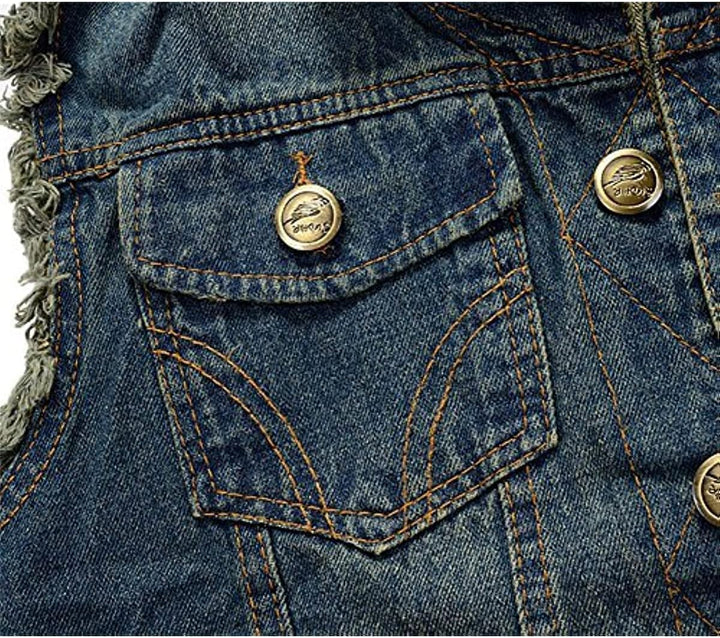 Herren Beiläufiger Denim Weste Jacke Klassische ärmel Dünne Jacken XS Blau, XS Blau