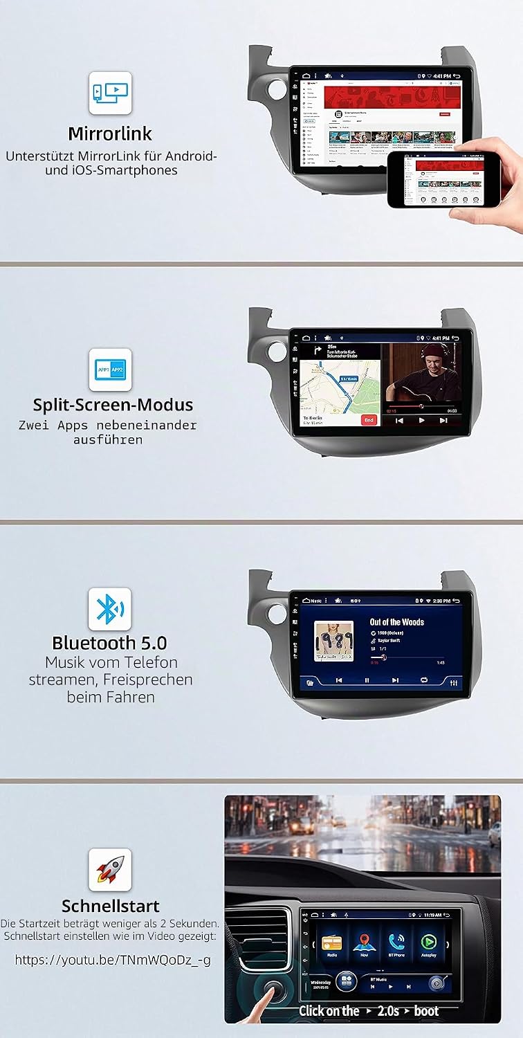 JOYX Android 12 IPS Autoradio Passt für Honda Fit/Jazz (2007-2014) - 4G+64G - Eingebaut DSP/Carplay/