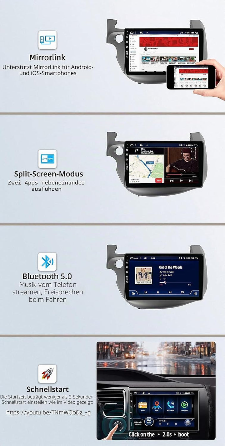 JOYX Android 12 IPS Autoradio Passt für Honda Fit/Jazz (2007-2014) - 4G+64G - Eingebaut DSP/Carplay/