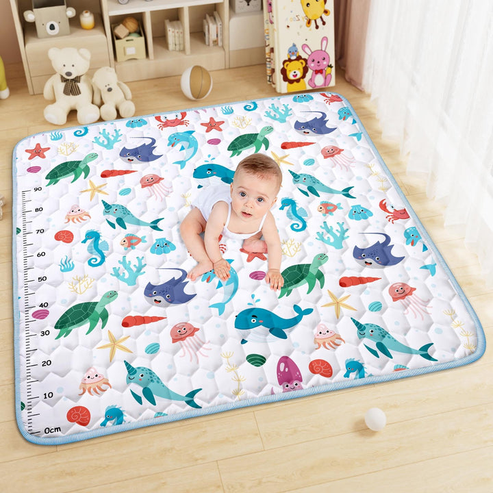 Baby Spielmatte, 127x127 cm Baby Krabbelmatte, Baby Faltbare Spielmatte, Krabbeldecke für Baby, Klei