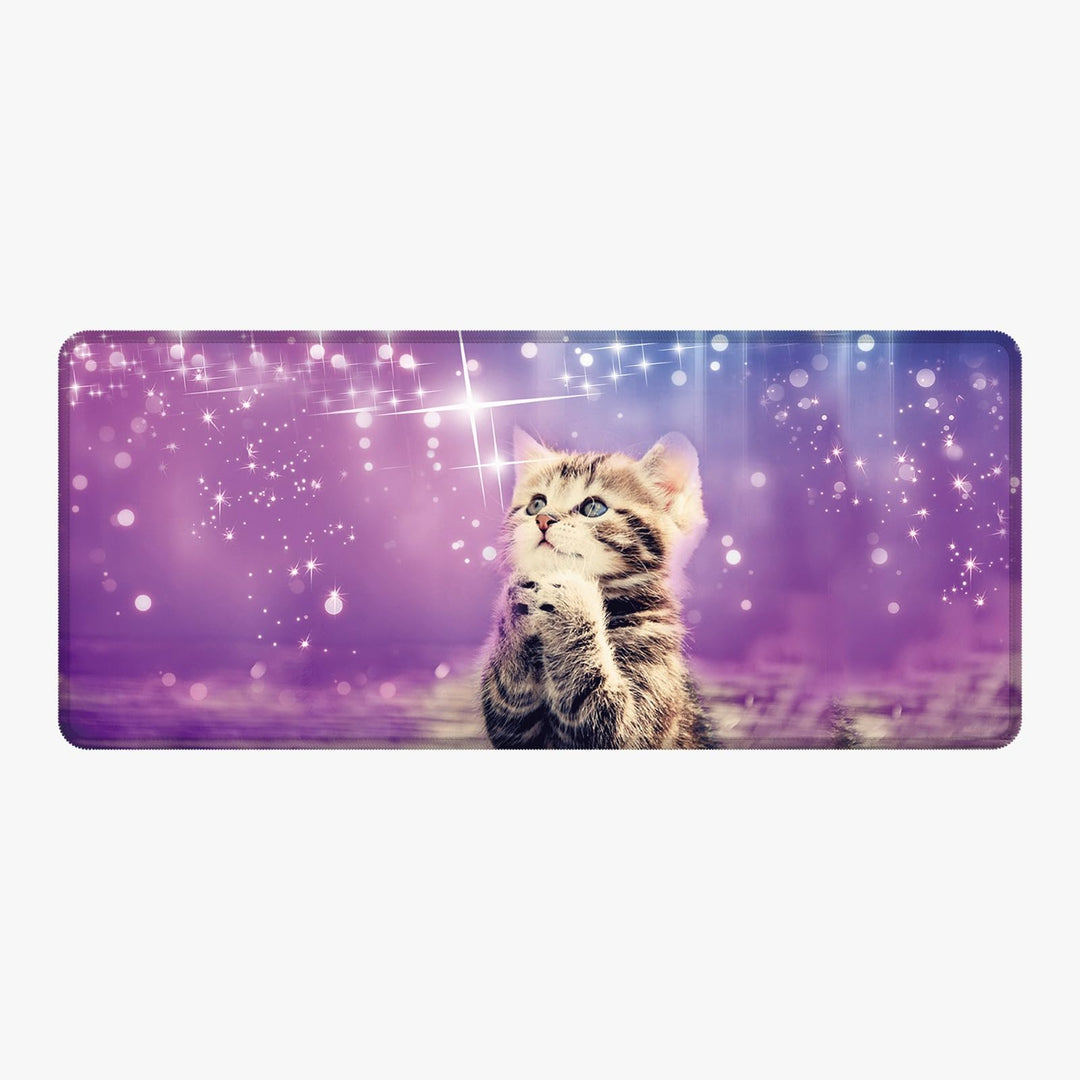 Silent Monsters Mauspad XXL 900 x 400 mm grosses Mousepad Katze - Vernähter Rand, rutschfest & leise
