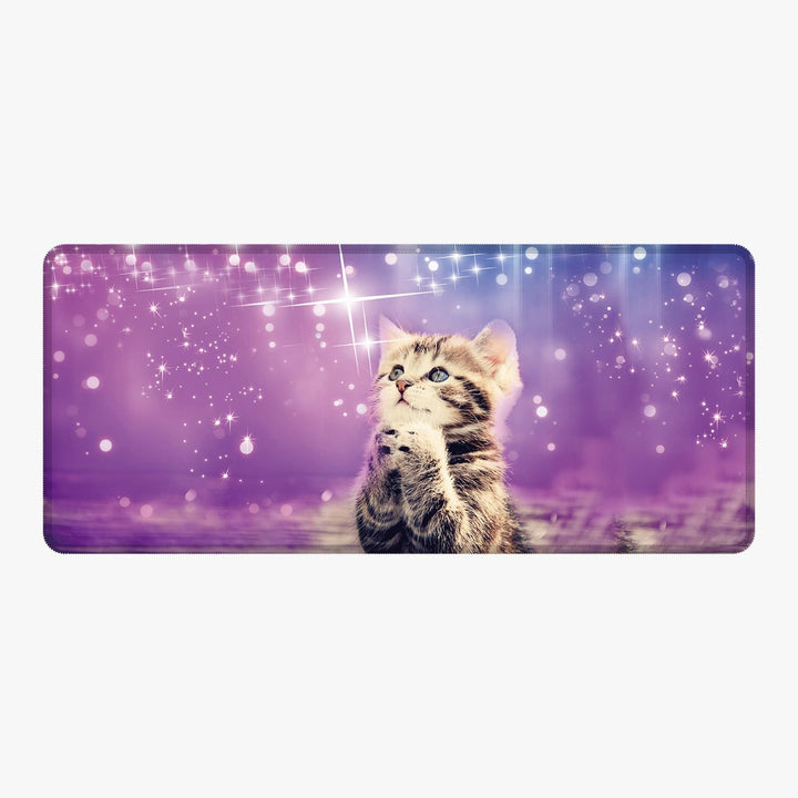Silent Monsters Mauspad XXL 900 x 400 mm grosses Mousepad Katze - Vernähter Rand, rutschfest & leise