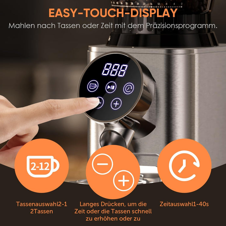 Biolomix Elektrische Kaffeemühle mit abnehmbarem Griffhalter,48 Mahlgradeinstellungen,einstellbar vo