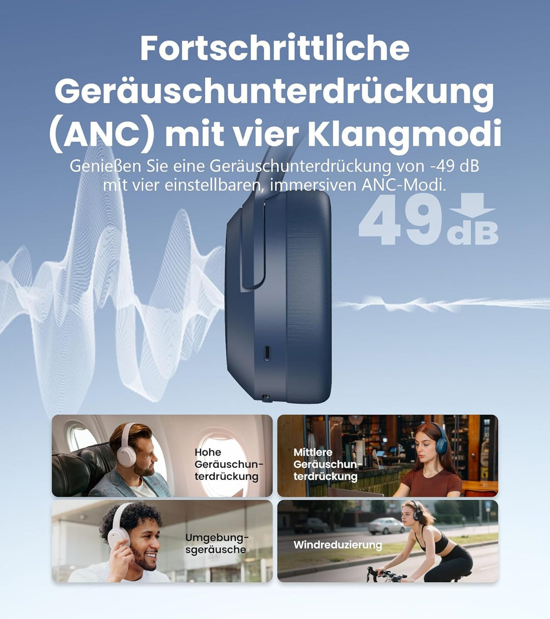 Edifier W820NB Plus Gen 2 Faltbarer Bluetooth V6.1 Over-Ear-Kopfhörer mit -49 dB Geräuschunterdrücku
