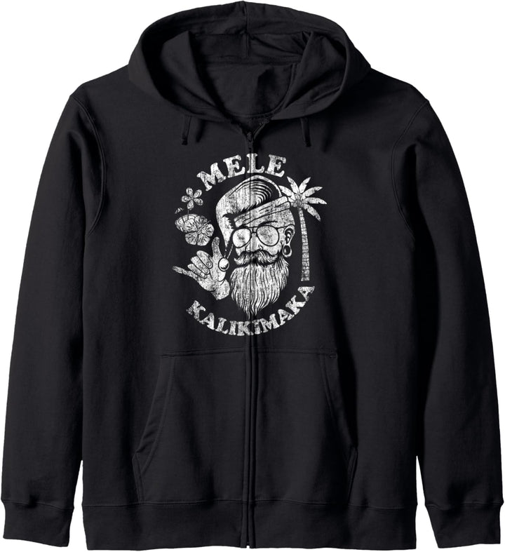 Old School Christmas Santa Shaka Hawaii Mele Kalikimaka Kapuzenjacke