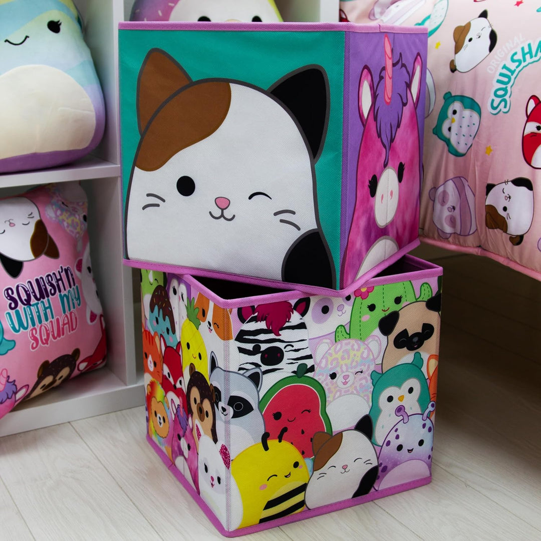 Character World Squishmallows Offiziell lizenzierte Aufbewahrungsboxen, faltbar, Katze, Einhorn-Desi
