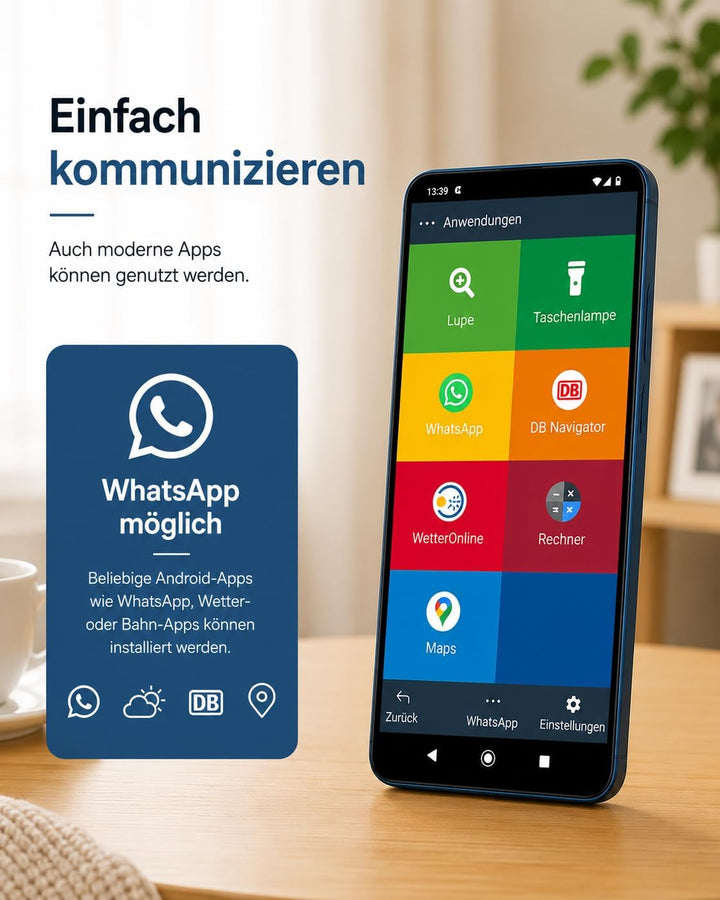 Senior - Smartphone Handy für Senioren – Einfache Bedienung, Grosse Tasten, Notruf, Kamera