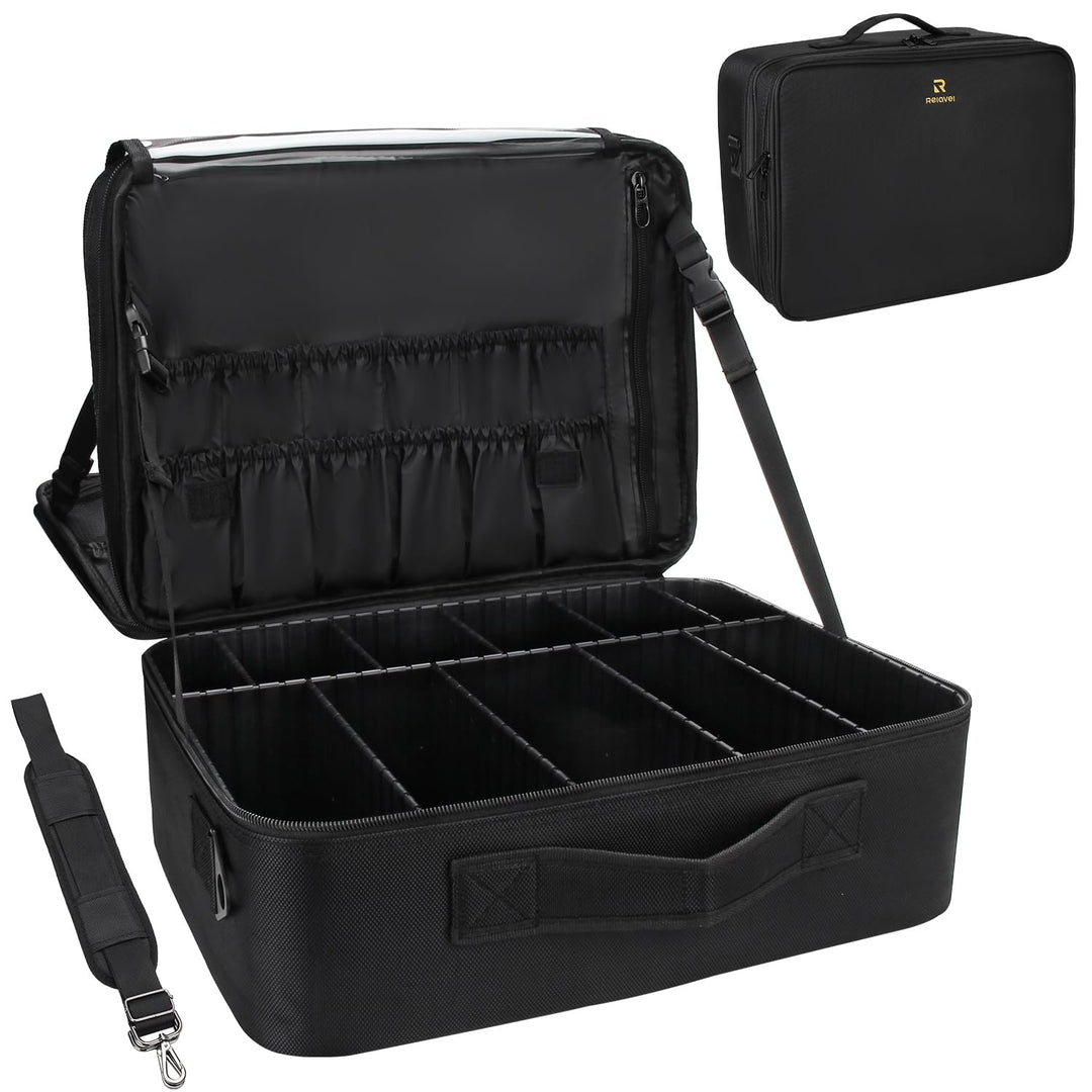 Kosmetikkoffer Gross, Makeup Tasche mit Verstellbaren Teilern und Riemen, Kosmetikkoffer Mädchen, Tr