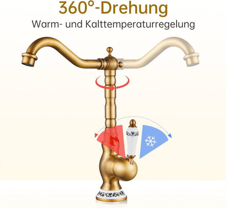 Wasserhahn Küche Waschtischarmatur Bad Mischbatterie Badarmatur Küchenarmatur für Bad Küchen, Armatu