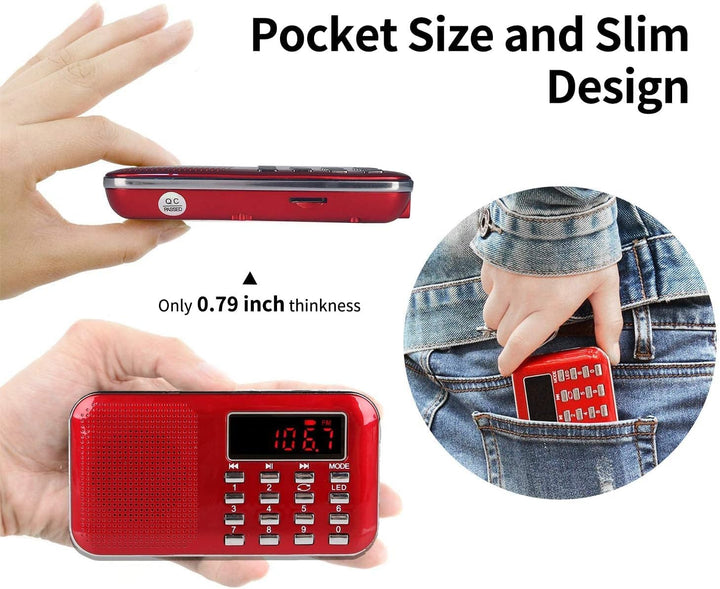 Raddy RF23 Tragbar Radio Klein AM/FM Kurzwellenempfänger MP3 Musik Player, unterstützt Mikro USB TF