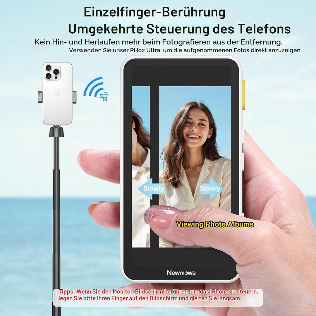 Newmowa Magnetischer Telefon Vlog Selfie Touchscreen Monitor mit Zoom,1080P Wireless Aufnahme,Telefo