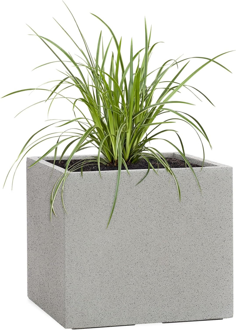 Pflanzwerk® Pflanzkübel Cube 23x23x23cm Granit Grau Frostbeständiger Blumenkübel* *UV-Schutz* *Quali