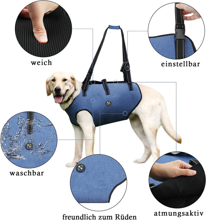 Coodeo Hundegeschirr, Hebegurt für Haustiere, Unterstützung und Rehabilitation, verstellbare, gepols