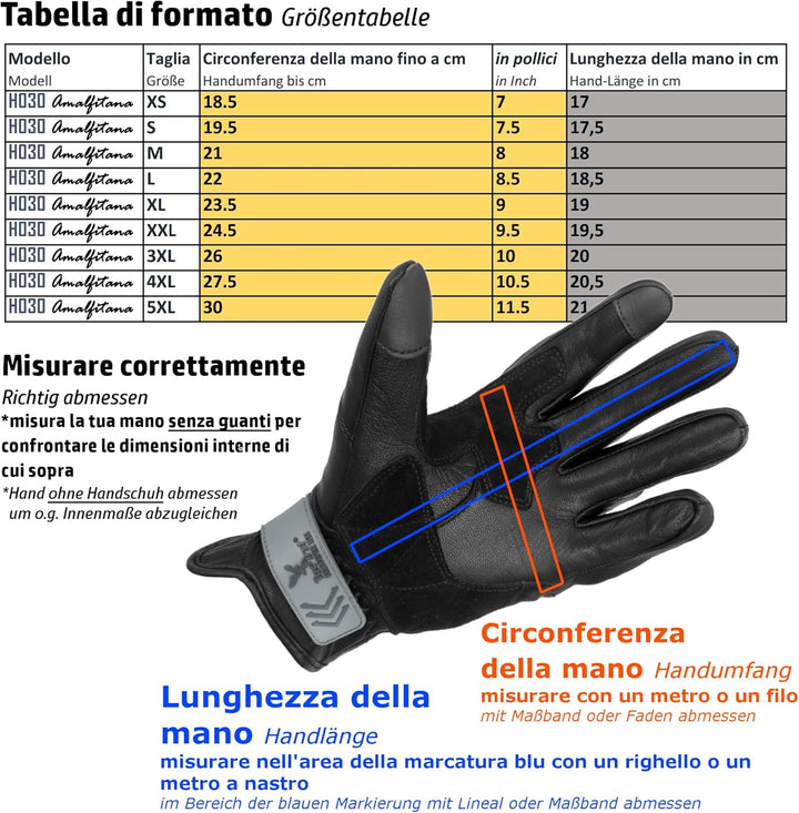 TacFirst AMALFITANA Motorrad Handschuhe Sommer aus Leder, Retro, Vintage Lederhandschuhe Damen, Herr