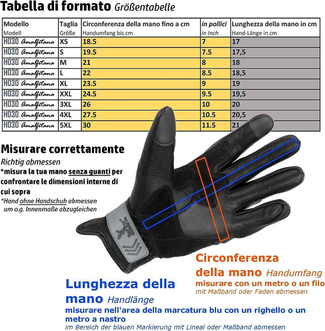 TacFirst AMALFITANA Motorrad Handschuhe Sommer aus Leder, Retro, Vintage Lederhandschuhe Damen, Herr