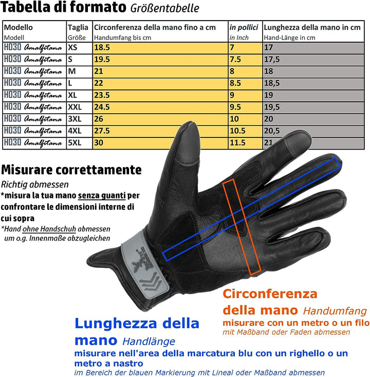 TacFirst AMALFITANA Motorrad Handschuhe Sommer aus Leder, Retro, Vintage Lederhandschuhe Damen, Herr