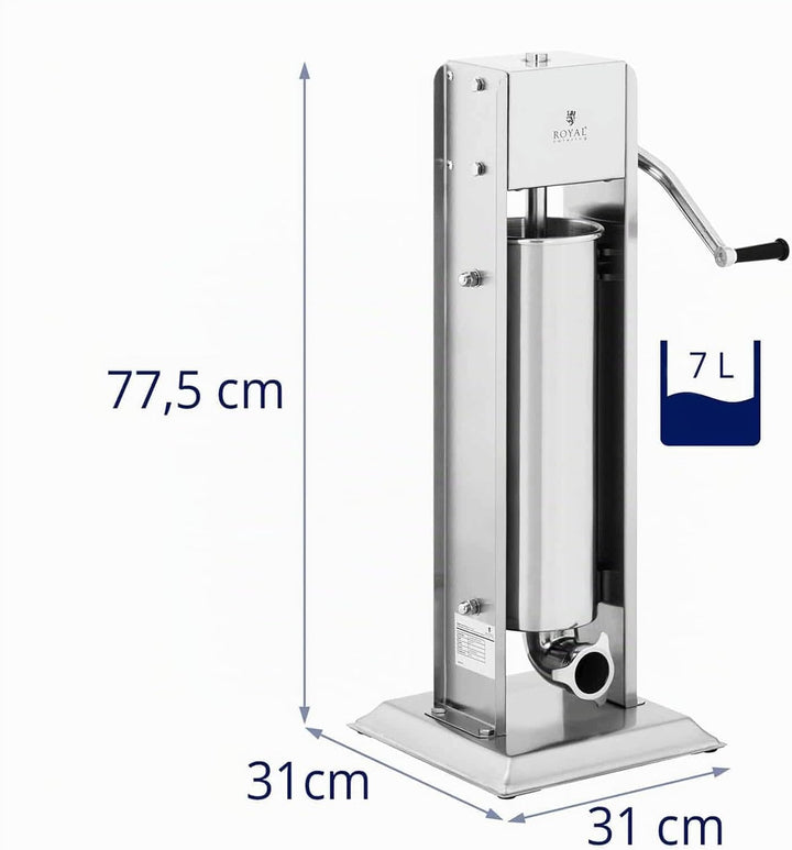 Royal Catering RCWV-7L Wurstfüller vertikal Wurstfüllmaschine Wurstspritze Wurstpresse Edelstahl 7 L